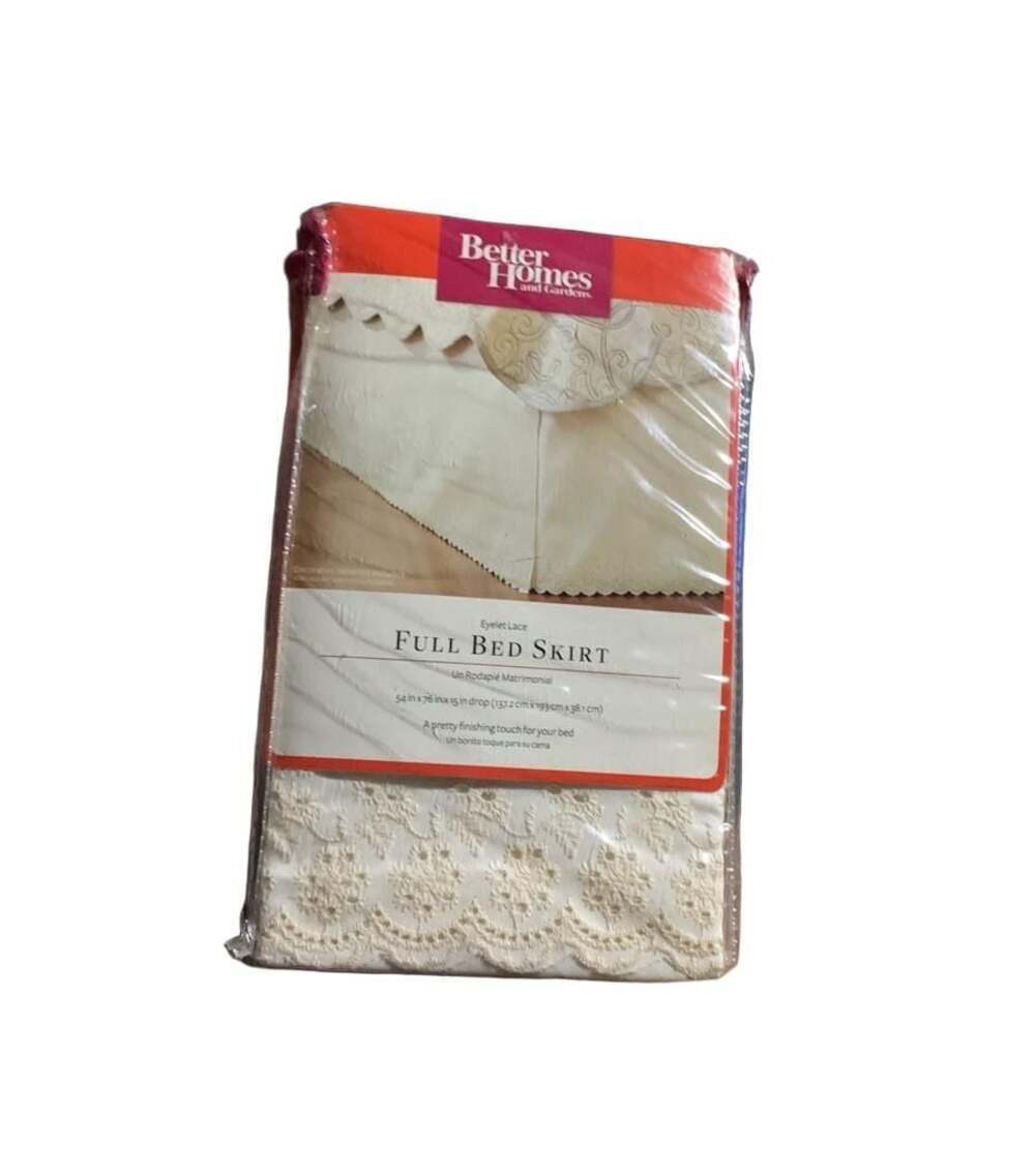 Better Homes and Gardens Eyelet Lace Full Bed Skirt Ivory 15 Inch Drop